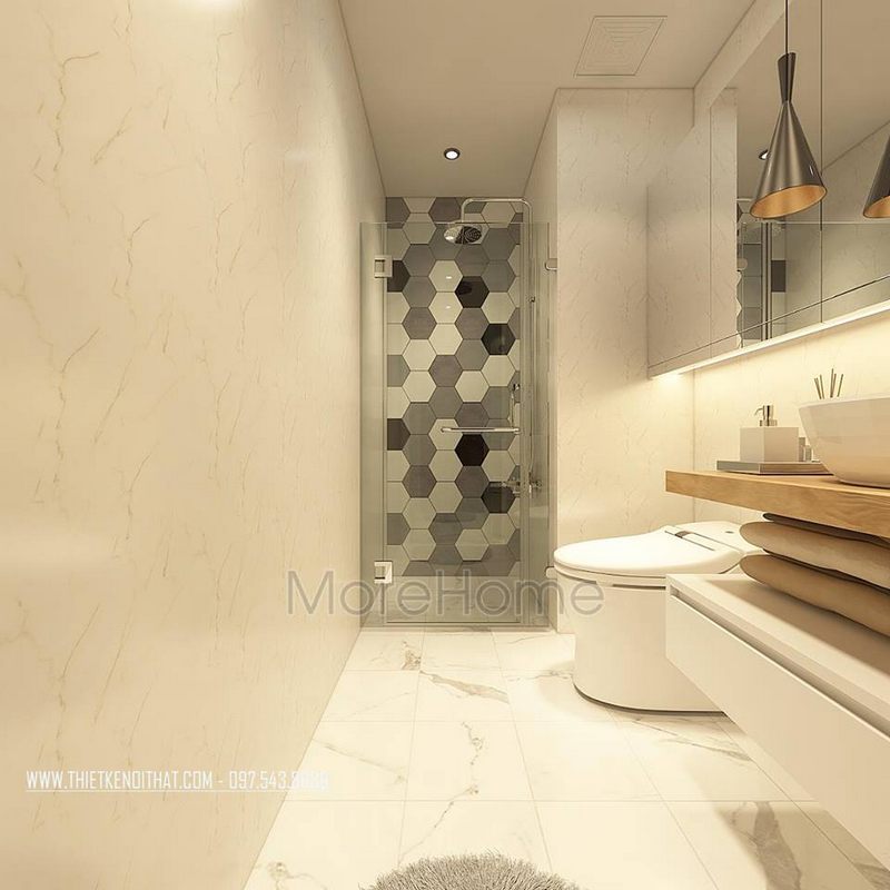 Thiết kế phòng tắm nhà vệ sinh chung cư goldmark city hồ tùng mậu